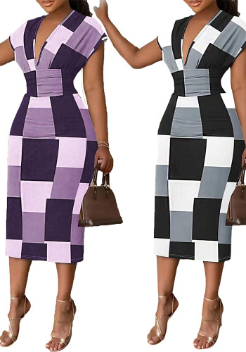 Women's Sexy Fashion Print Sleeveless V-Neck Dress