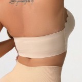 Women's Sport Anti-Strap Strapless Front Closure Thin Breathable Striped Wavy Edge Seamless Bra