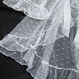 Women's Sexy Polka Dot See-Through Lace Ruffle Robe Three-Piece Lingerie