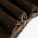Women Side Pleated Furry Bodycon Skirt