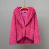 Autumn Winter Women's Luxury Plush Faux Fur Hooded Coat
