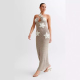 Spring Summer Women's Beach Sexy Tight Fitting Halter Knitting Dress