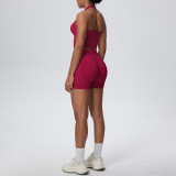 Women Seamless Halter Neck Tank Yoga Two-Piece Set