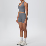 Women Seamless Halter Neck Tank Yoga Two-Piece Set