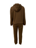 Women Solid Hoodies and Pant Two-Piece Set