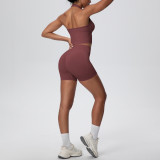 Women Seamless Halter Neck Tank Yoga Two-Piece Set