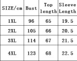 Plus Size Women Summer Letter Portrait Print Round Neck T-Shirt