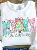 Autumn Winter Women's Christmas Holiday Casual Round Neck Pattern Print T-shirt