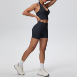Women Seamless Halter Neck Tank Yoga Two-Piece Set