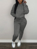 Women Solid Hoodies and Pant Two-Piece Set