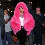 Autumn Winter Women's Luxury Plush Faux Fur Hooded Coat