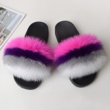 Summer Women's Outdoor Real Fox Fur Plush Flip-Flops