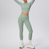 Women Solid Running Fitness Yoga Two-Piece Set