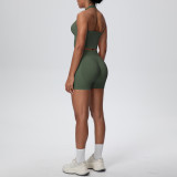 Women Seamless Halter Neck Tank Yoga Two-Piece Set