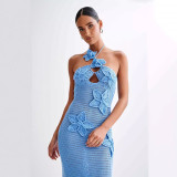 Spring Summer Women's Beach Sexy Tight Fitting Halter Knitting Dress
