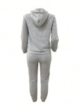 Women Solid Hoodies and Pant Two-Piece Set