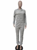 Women Solid Hoodies and Pant Two-Piece Set