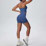 Women Seamless Halter Neck Tank Yoga Two-Piece Set
