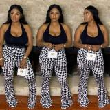 Plus Size Women Casual Geometric Print Bell Bottom Pants