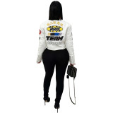 Women's Racing PU Leather Print Fashion Jacket