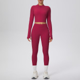 Women Solid Running Fitness Yoga Two-Piece Set