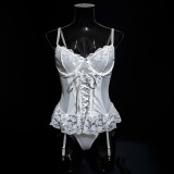 Women's Sexy White Lace Two-Pieces Tender Bustier Corset