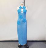 Spring Summer Women's Beach Sexy Tight Fitting Halter Knitting Dress