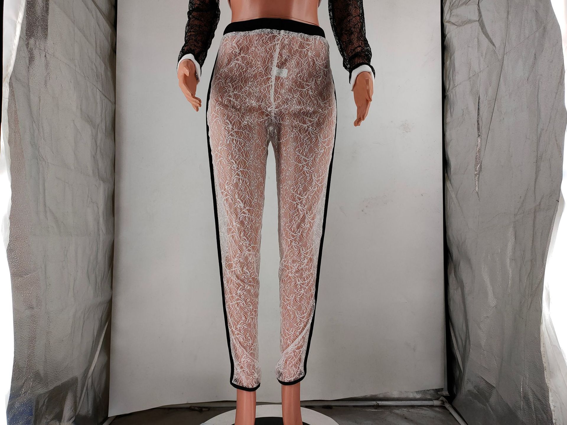 Autumn Women's Sexy Lace Long Sleeve Crop Two-Piece Pants Set