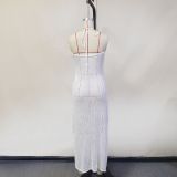 Spring Summer Women's Beach Sexy Tight Fitting Halter Knitting Dress