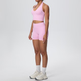 Women Seamless Halter Neck Tank Yoga Two-Piece Set
