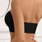 Women's Sport Anti-Strap Strapless Front Closure Thin Breathable Striped Wavy Edge Seamless Bra