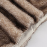 Women Side Pleated Furry Bodycon Skirt