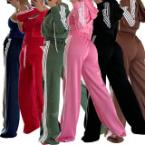 Women's Tape Wide Leg Pants Slim Fit Jacket Sport Set