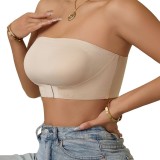 Summer Women's Basics Thin Outer Lift Sexy Front Closure Tank Strapless Seamless Ice Silk Bustier