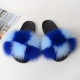 Summer Women's Outdoor Real Fox Fur Plush Flip-Flops