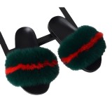 Summer Women's Outdoor Real Fox Fur Plush Flip-Flops