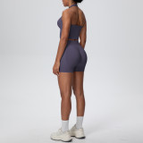 Women Seamless Halter Neck Tank Yoga Two-Piece Set