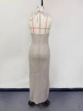 Spring Summer Women's Beach Sexy Tight Fitting Halter Knitting Dress