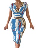 Women's Sexy Fashion Print Sleeveless V-Neck Dress