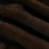 Women Side Pleated Furry Bodycon Skirt