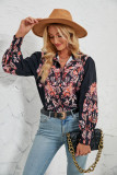 Women Casual Printed Long-Sleeved Stand Collar Shirt