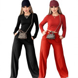 Women Autumn Casual Sporty Long-Sleeved Top and Pant Two-Piece Set