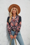Women Casual Printed Long-Sleeved Stand Collar Shirt