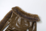 Women Autumn/Winter Pu Leather Frayed Sexy Bodycon Dress
