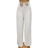 Women Metal Buckle Wide-Leg Pants
