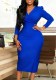 Women Autumn Turndown Collar Long-Sleeved Elegant African Bodycon Dress