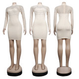 Women Sexy Beaded See-Through Dress