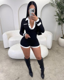 Women Autumn Sexy Long-Sleeved Solid Shirt Collar Romper