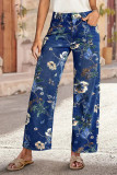 Women Floral Denim Print Wide-Leg Pants