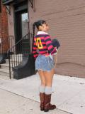 Women Casual Striped Color Block Turndown Collar Polo Top